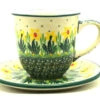 Polish Pottery 8 Oz. Cup & Saucer - Daffodil