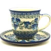Polish Pottery 8 Oz. Cup & Saucer - Winter Viola