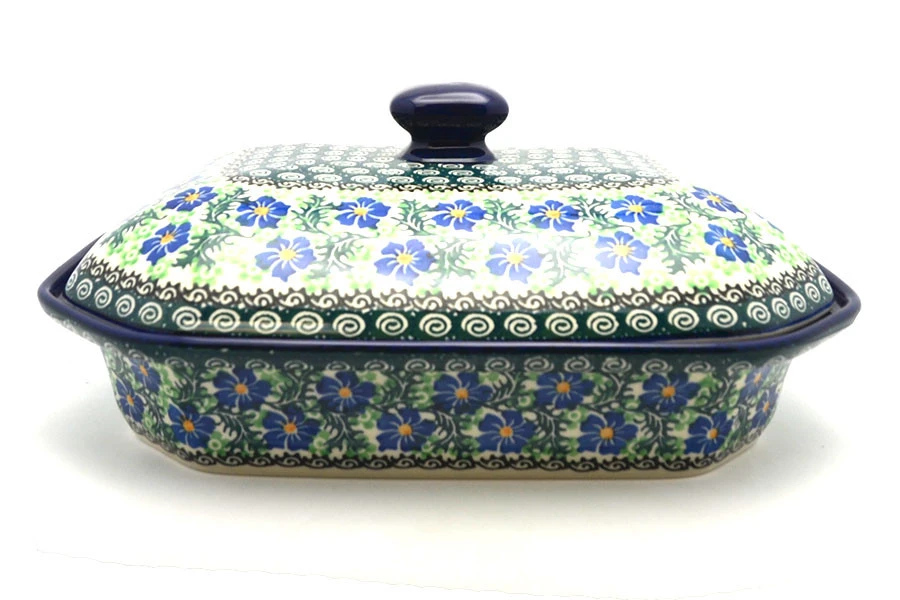 Polish Pottery Baker - Rectangular Covered - Large - Sweet Violet