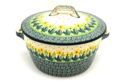 Polish Pottery Baker - Round Covered Casserole - Daffodil
