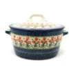 Polish Pottery Baker - Round Covered Casserole - Peach Spring Daisy