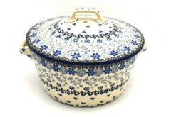 Polish Pottery Baker - Round Covered Casserole - Silver Lace