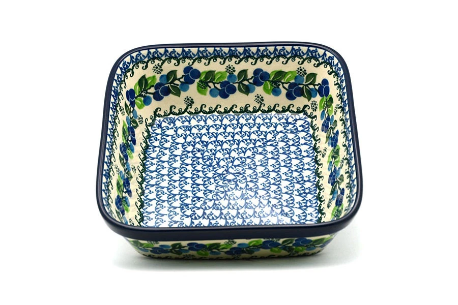 Polish Pottery Baker - Square - Blue Berries