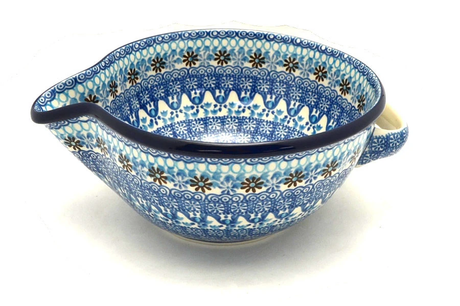Polish Pottery Batter Bowl - 1 Quart - Blue Yonder