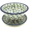 Polish Pottery Berry Bowl With Saucer - Forget-Me-Knot