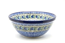 Polish Pottery Bowl - Large Nesting (7 1/2") - Peacock Feather