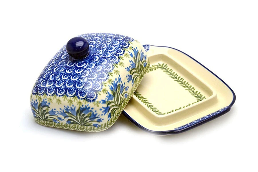 Polish Pottery Butter Dish - Blue Bells - Image 2