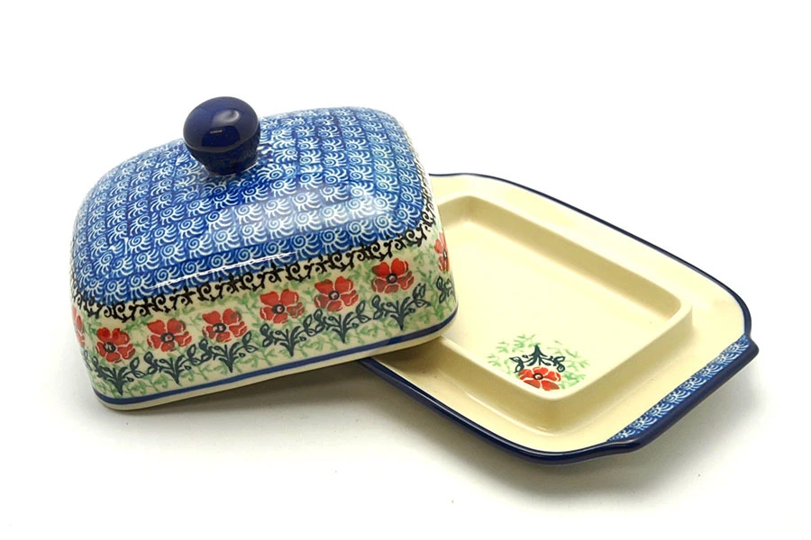 Polish Pottery Butter Dish - Maraschino - Image 2
