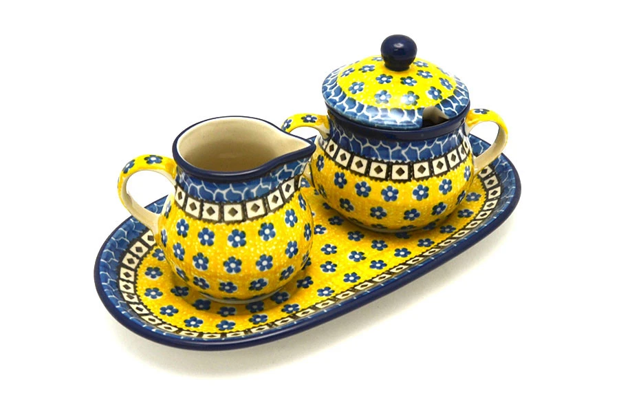 Polish Pottery Cream & Sugar Set - Sunburst