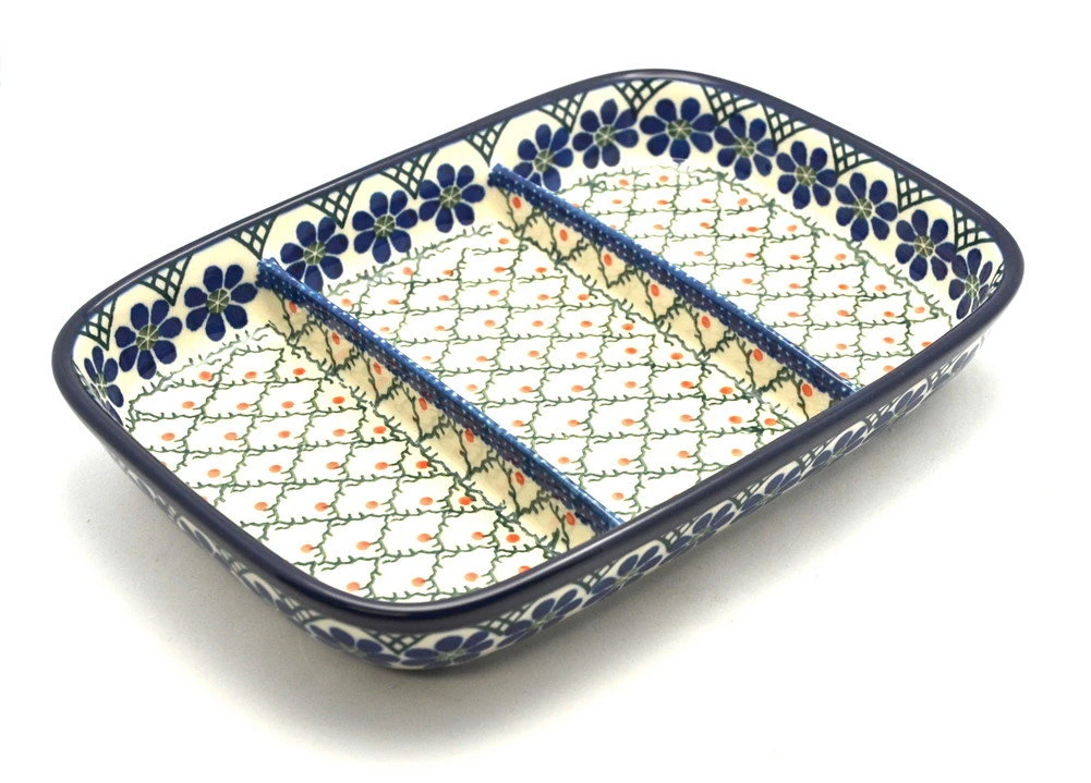Polish Pottery Dish - Divided Rectangular - Primrose
