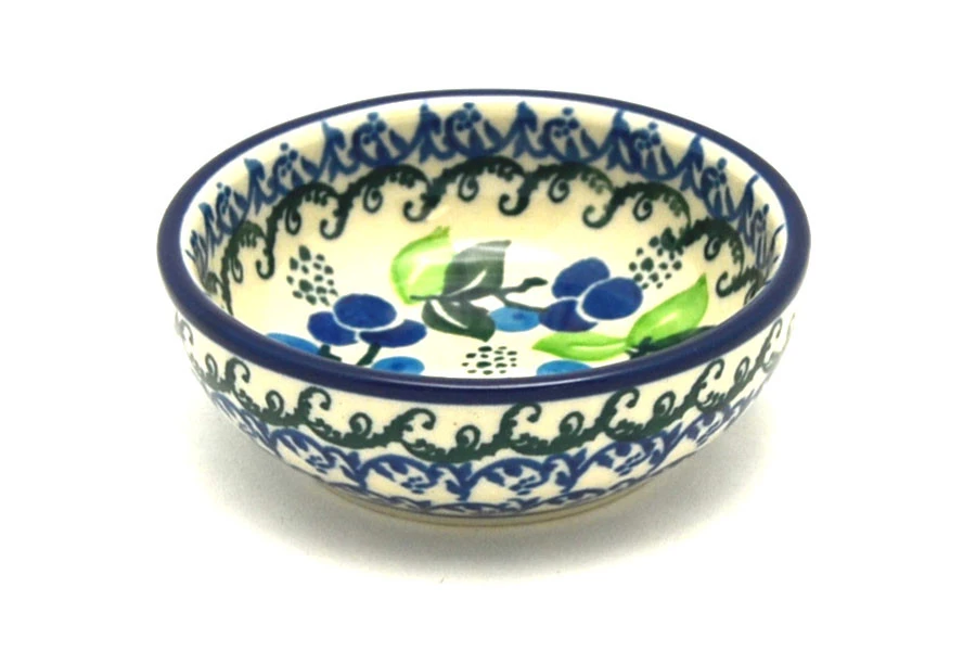 Polish Pottery Dish - Round Food Prep - Blue Berries