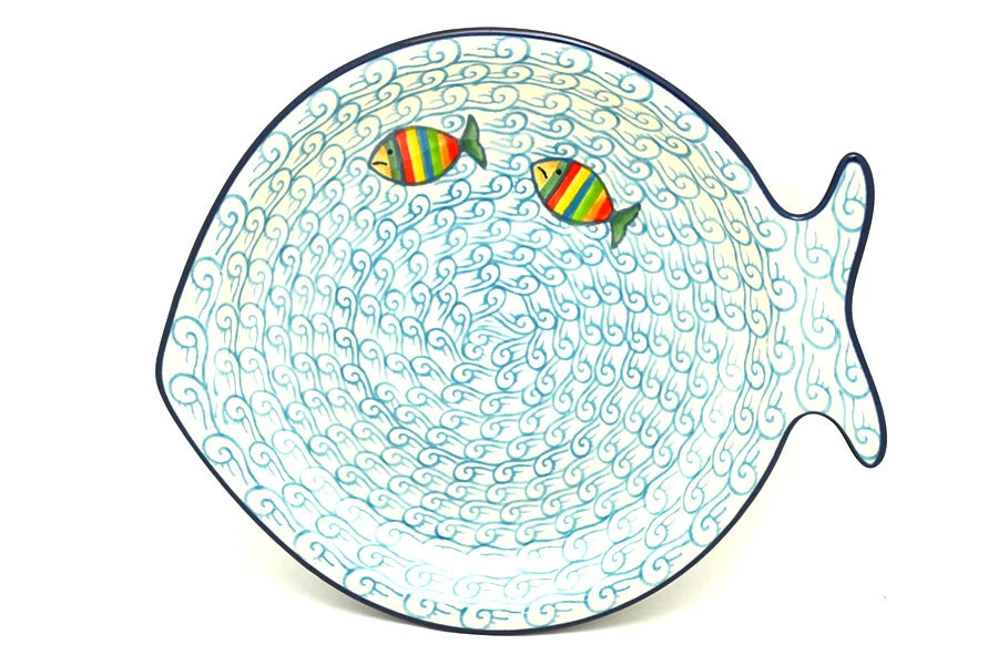 Polish Pottery Fish Plate - Rainbow Fish 1 Polish Pottery Fish Plate - Rainbow Fish