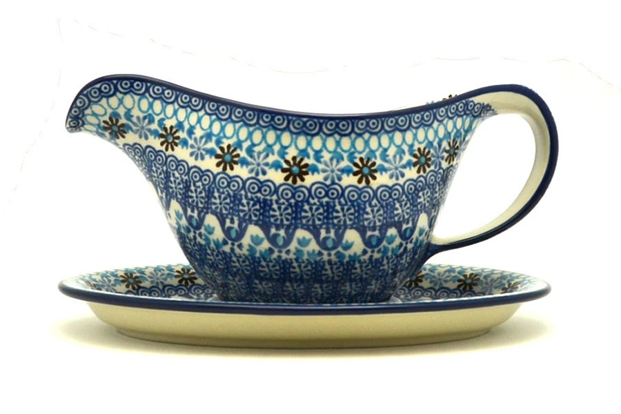 Polish Pottery Gravy Boat - Blue Yonder