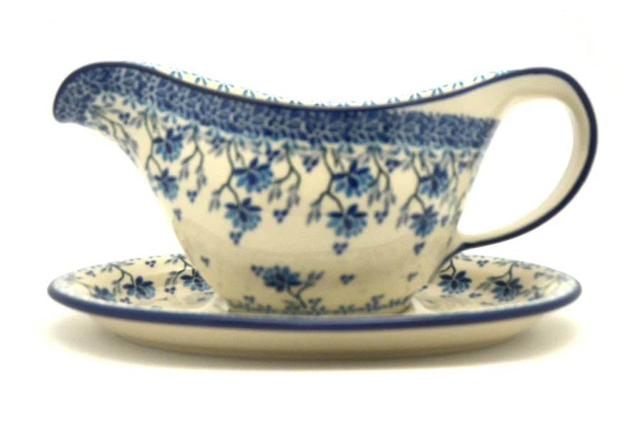 Polish Pottery Gravy Boat - Clover Field