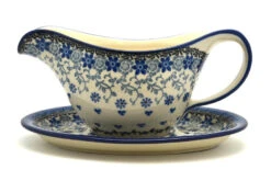 Polish Pottery Gravy Boat - Silver Lace