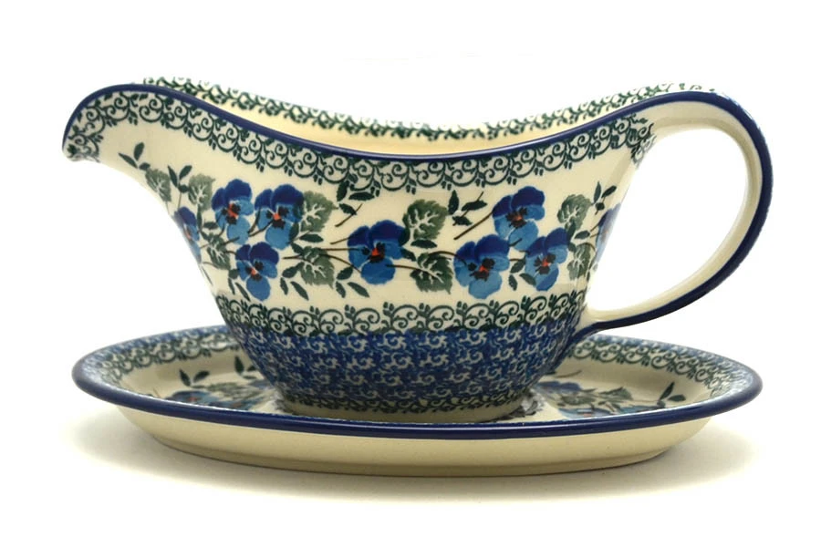 Polish Pottery Gravy Boat - Winter Viola