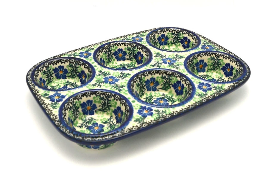 Polish Pottery Muffin Pan - Sweet Violet
