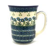 Polish Pottery Mug - 16 Oz. Bistro - Blue Spring Daisy
