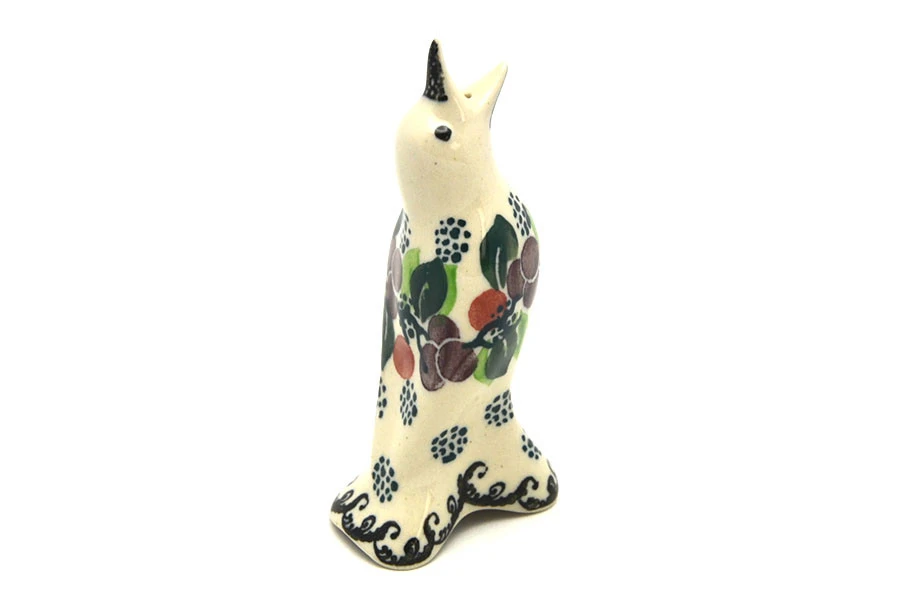 Polish Pottery Pie Bird - Burgundy Berry Green