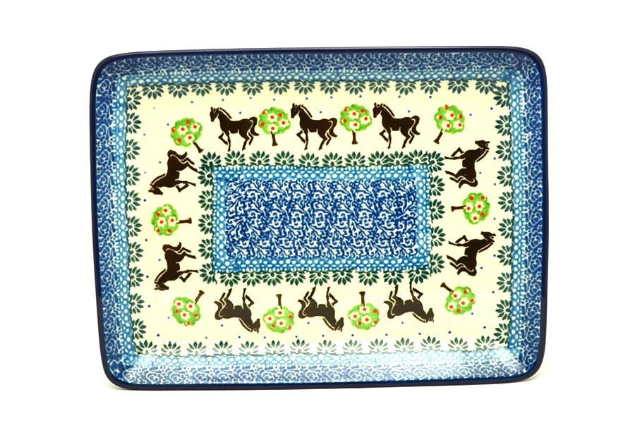 Polish Pottery Plate - Rectangular - Mackintosh 1 Polish Pottery Plate - Rectangular - Mackintosh