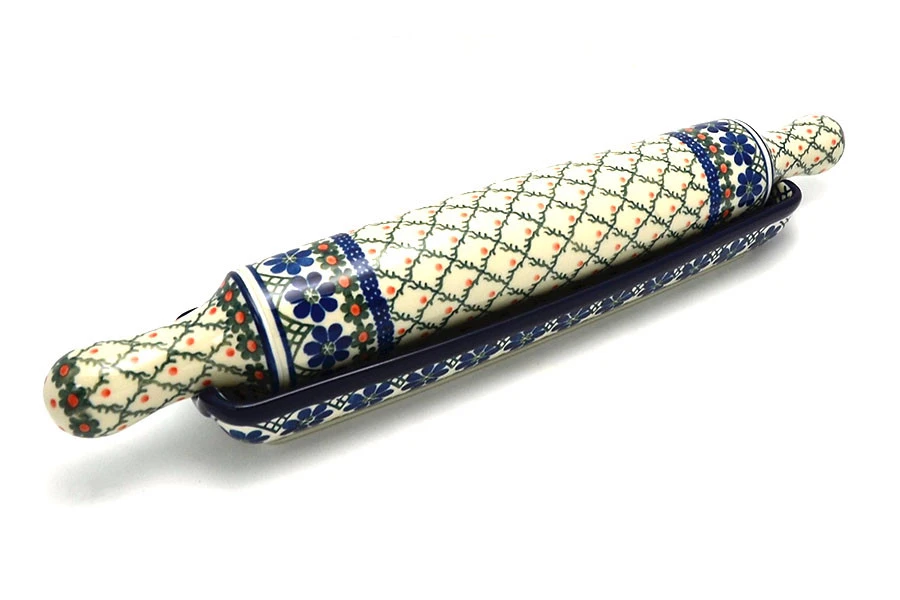 Polish Pottery Rolling Pin With Stand - Primrose