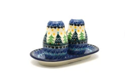 Polish Pottery Salt & Pepper Set - Christmas Trees