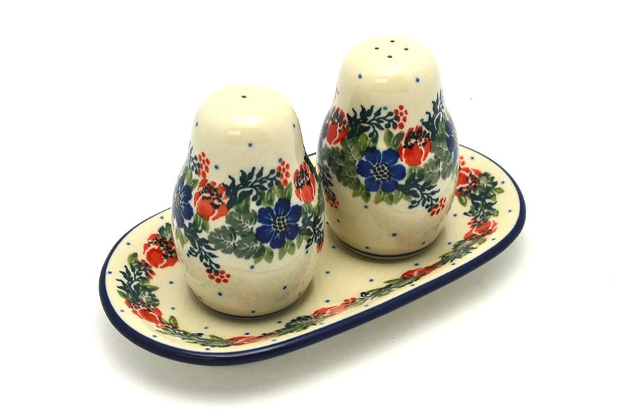Polish Pottery Salt & Pepper Set - Garden Party