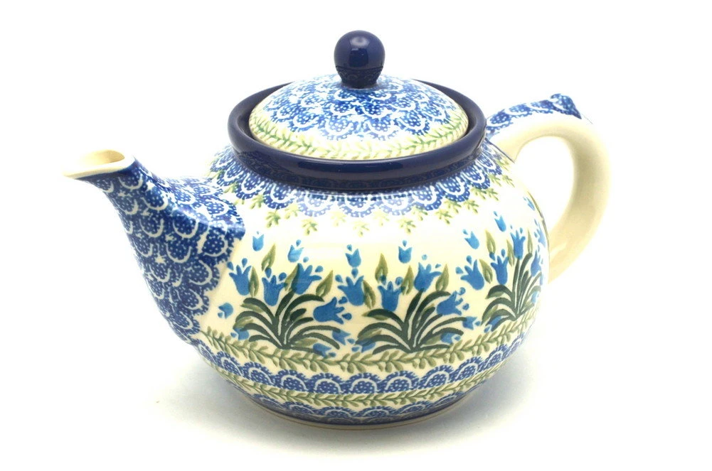 Polish Pottery Teapot - 1 1/4 Qt. - Blue Bells 1 Polish Pottery Teapot - 1 1/4 Qt. - Blue Bells