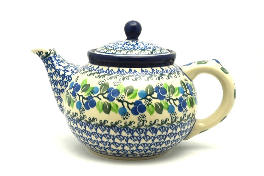 Polish Pottery Teapot - 1 1/4 Qt. - Blue Berries 1 Polish Pottery Teapot - 1 1/4 Qt. - Blue Berries