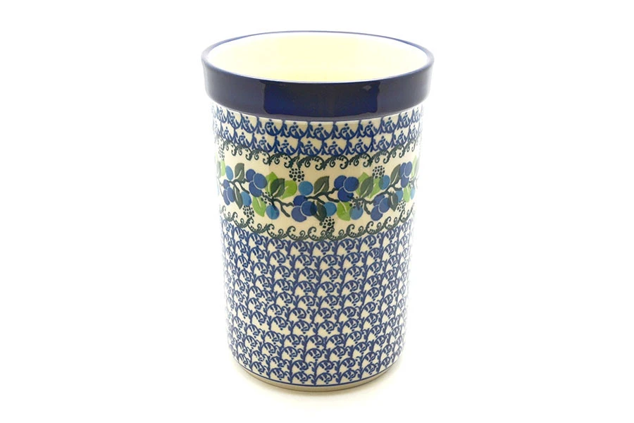 Polish Pottery Wine Crock - Blue Berries